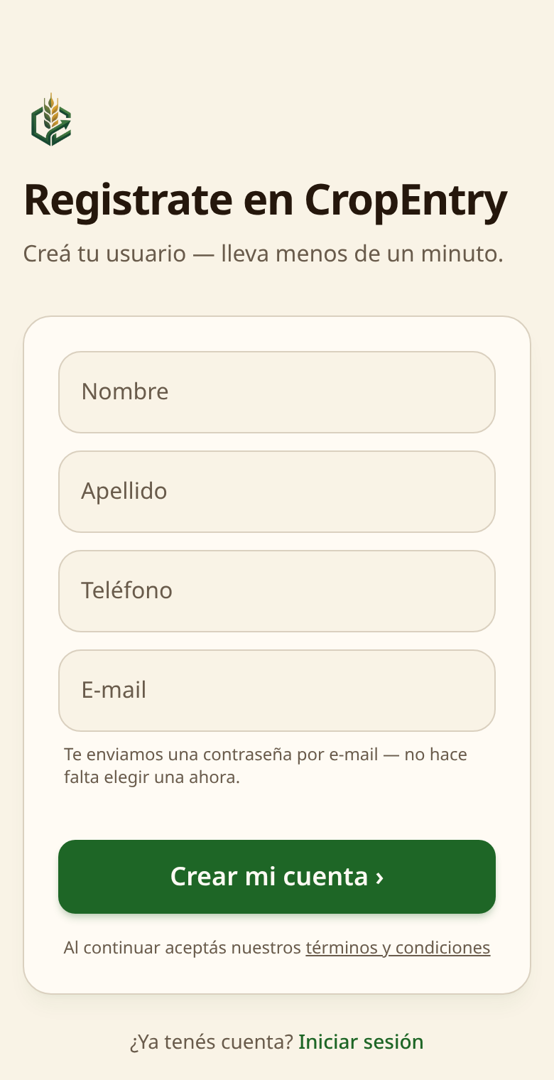 El registro funciona en cualquier celular y tarda menos de un minuto.